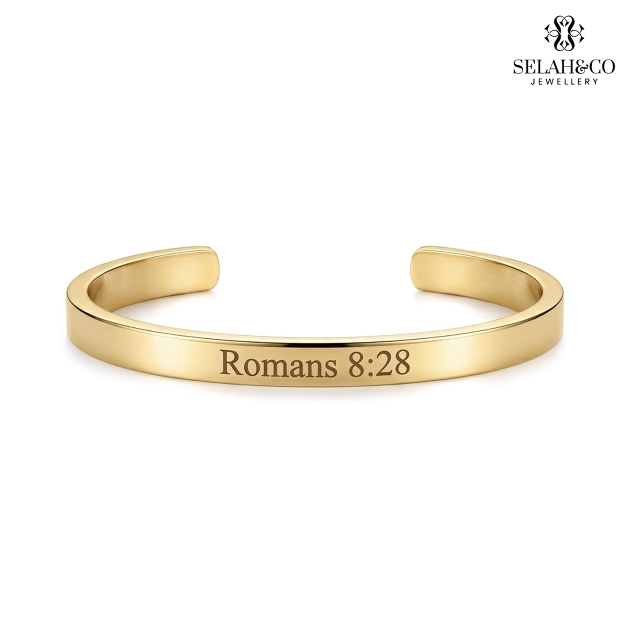 Engraved Scripture Bracelet - Romans 8:28