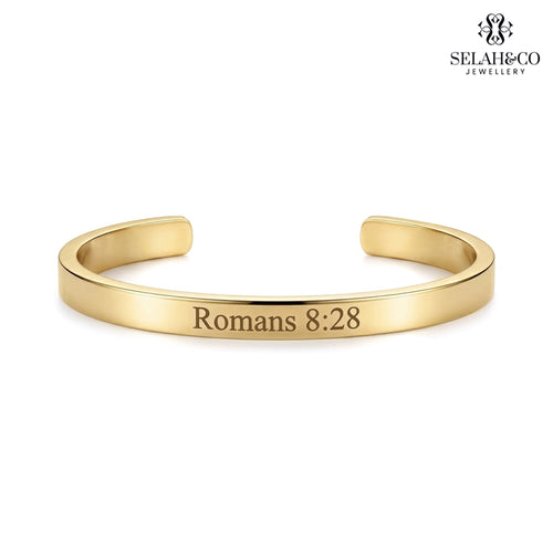 Engraved Scripture Bracelet - Romans 8:28