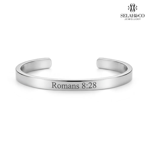 Engraved Scripture Bracelet - Romans 8:28